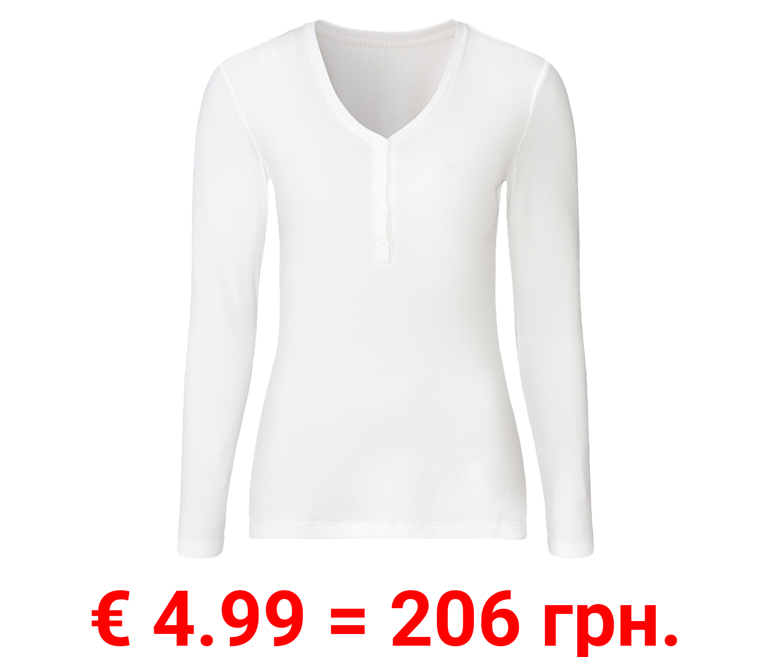 esmara® Damen Langarmshirt in hochwertiger Ripp-Qualität