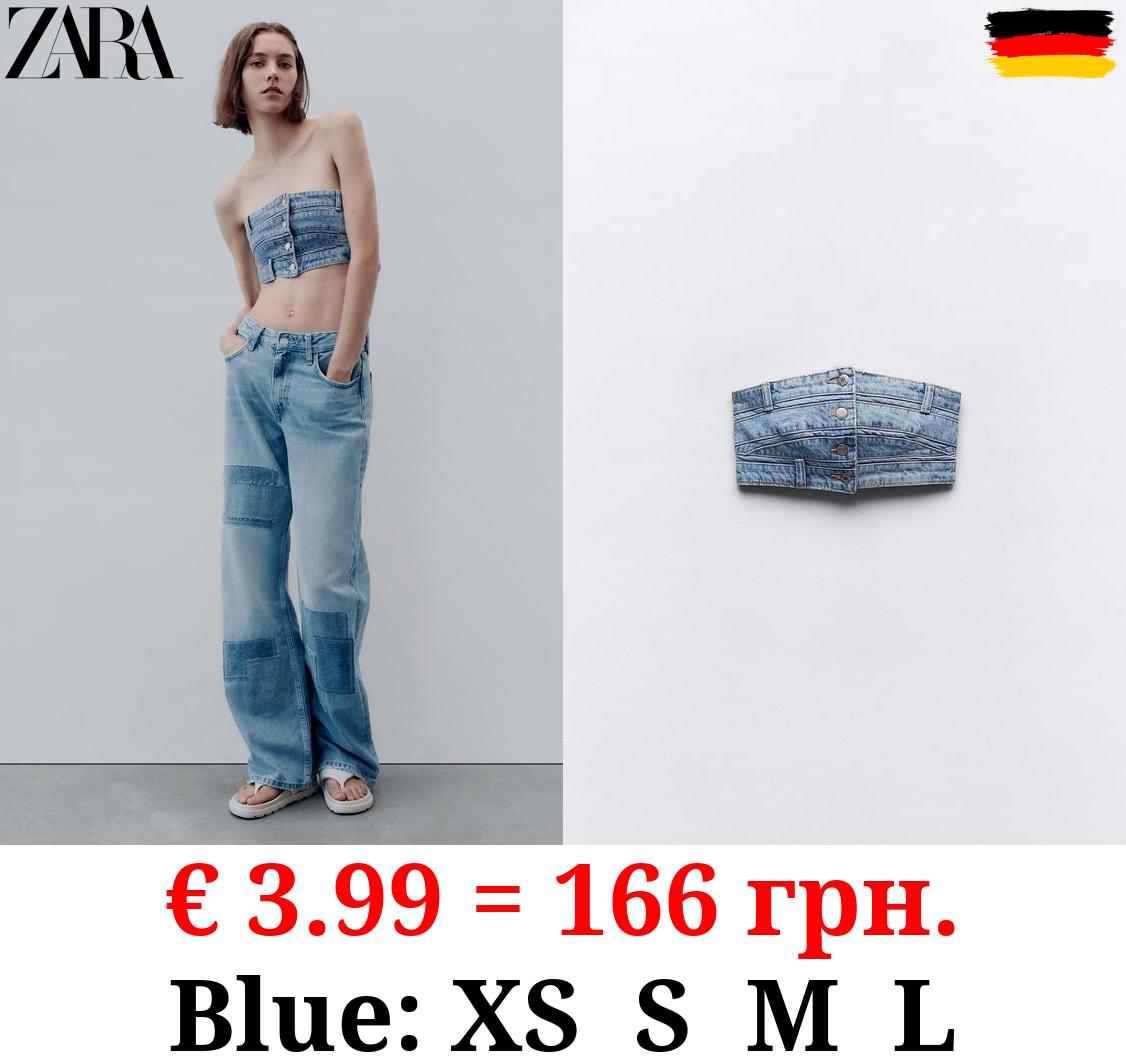 TRF DENIM BANDEAU TOP