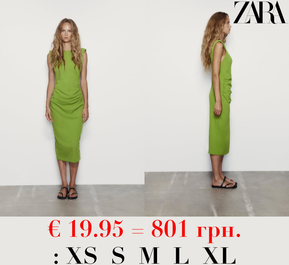 FITTED MIDI DRESS WITH PADDED SHOULDERS