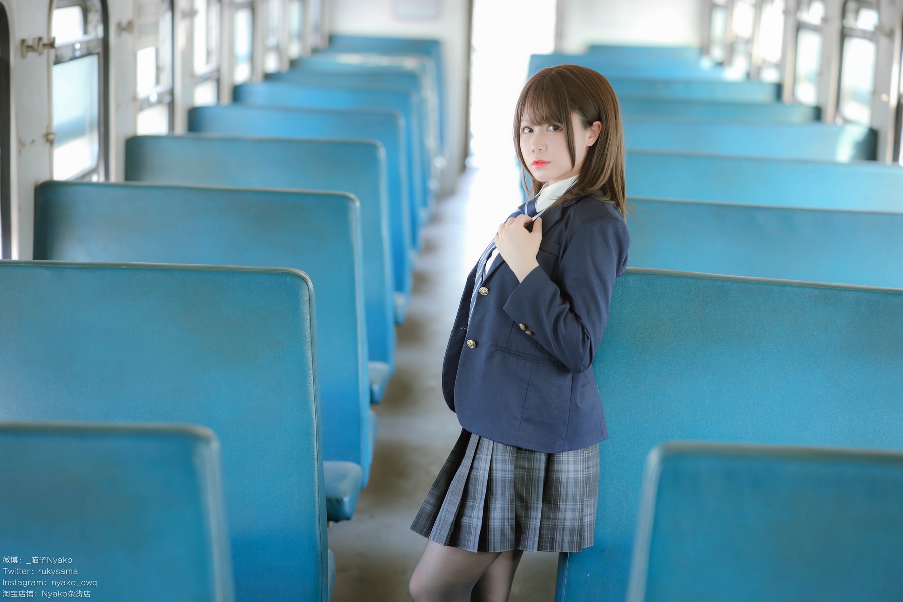 Cosplay Nyako喵子 火车JK制服 7