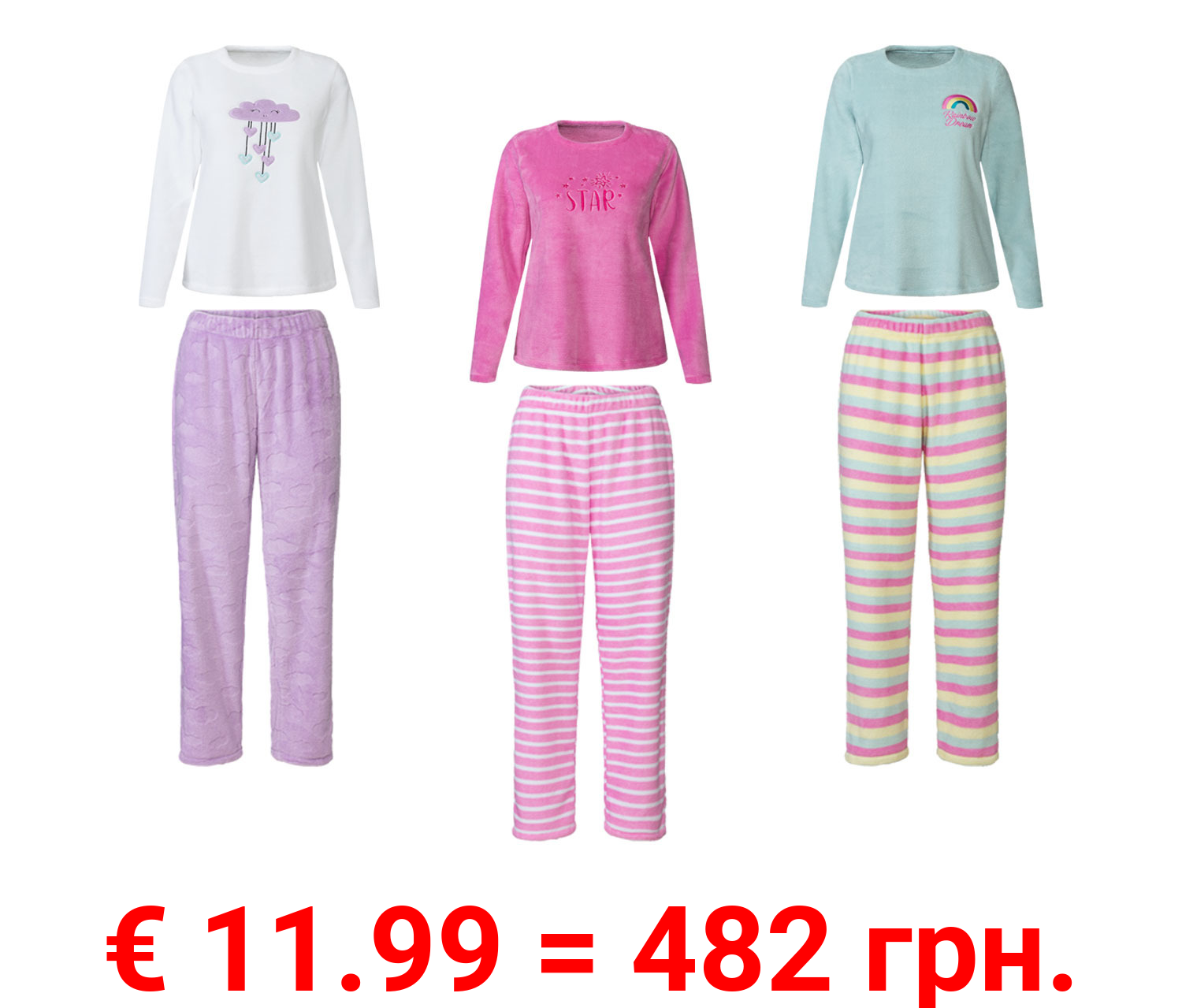 esmara® Damen Pyjama aus weicher, wärmender Plüsch-Qualität