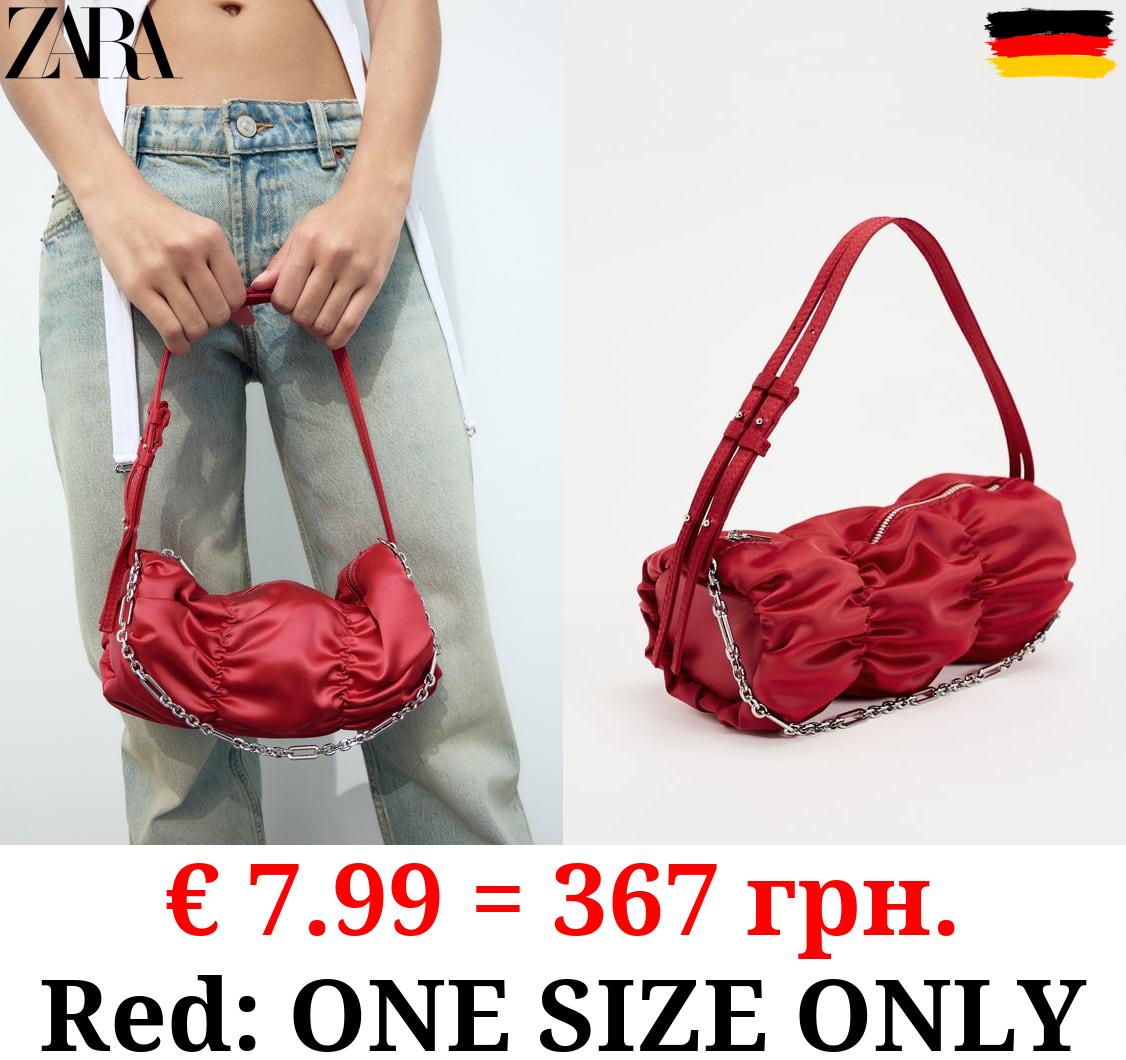 SATIN SHOULDER BAG WITH GATHERED DETAIL