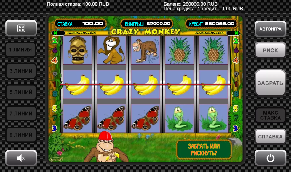 Crazy monkey схема выигрыша на сегодня