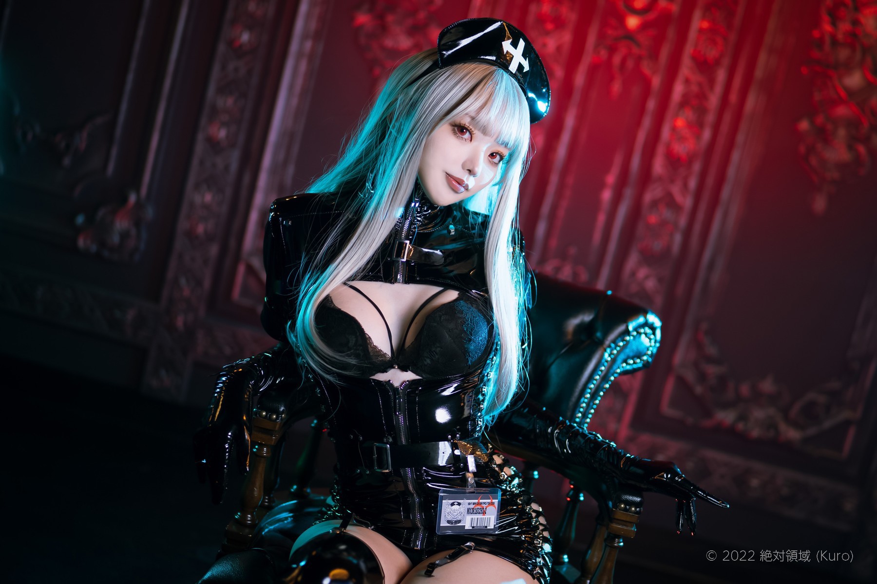 Cosplay ZettaiRyouiki Kuro くろ Black Enamel Nurse Set.02 32