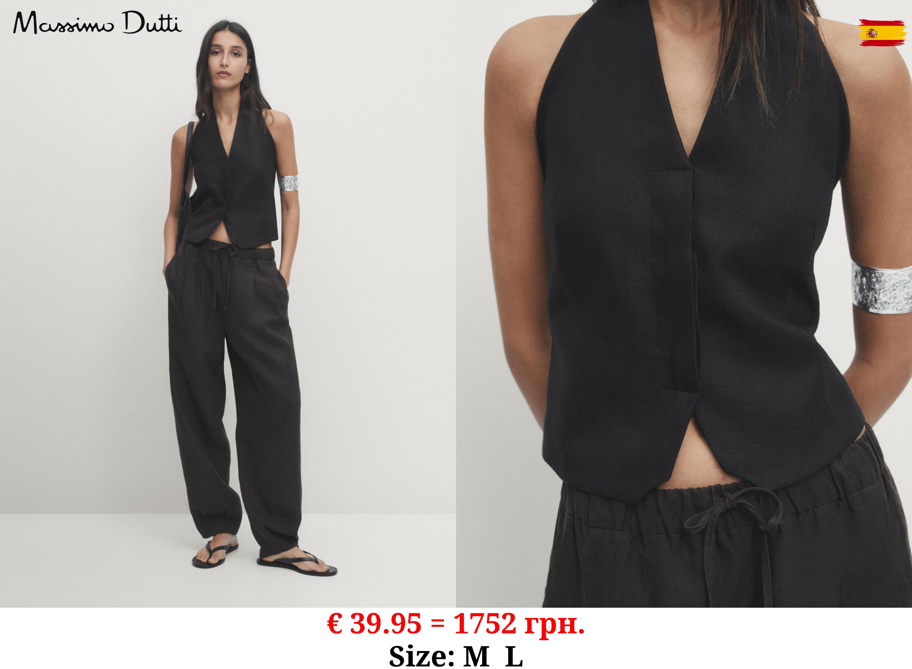 100% linen halter waistcoat BLACK