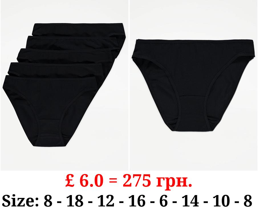 Black High Leg Knickers 5 Pack