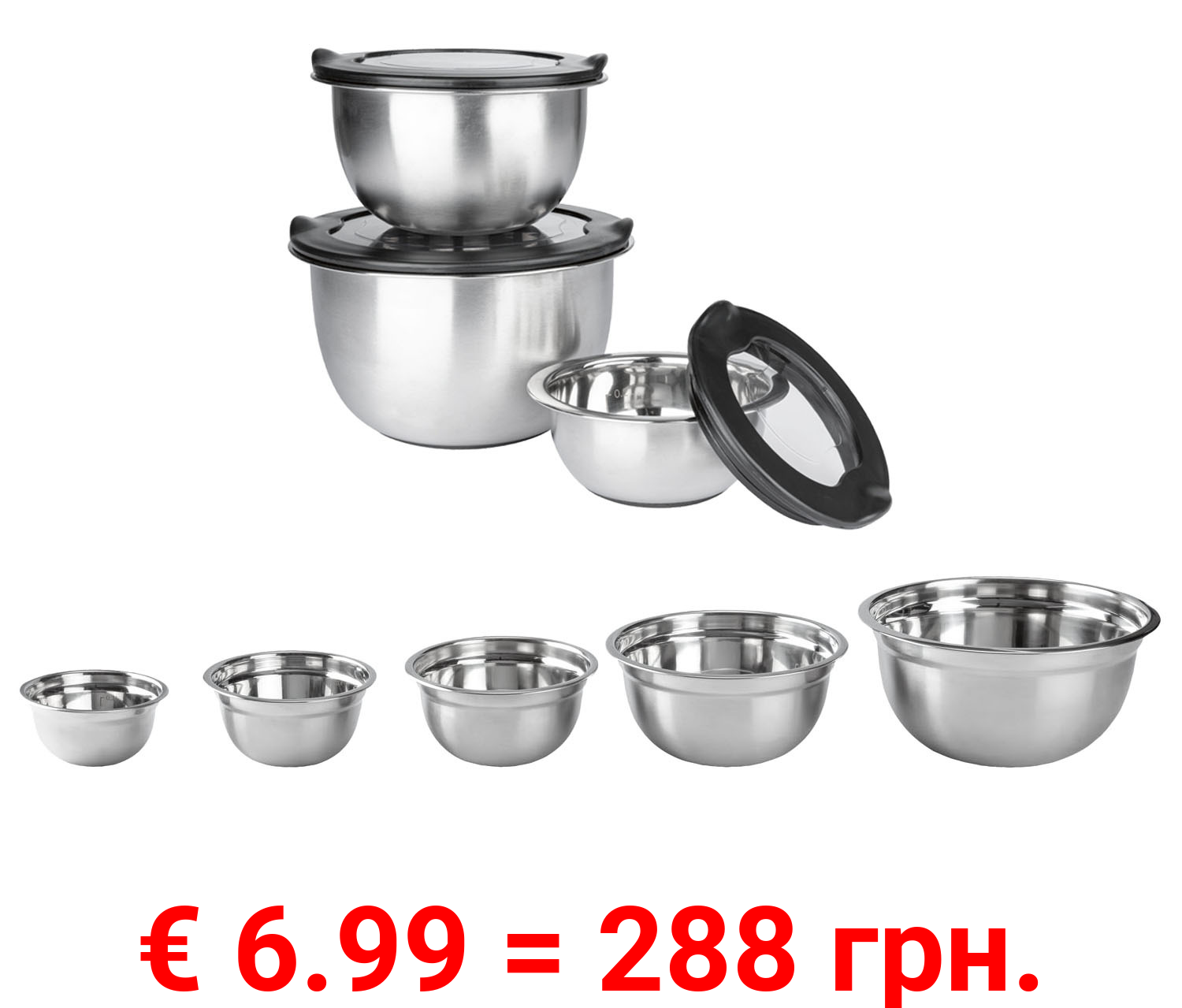 ERNESTO® Edelstahl-Rührschüssel-Set, stapelbar