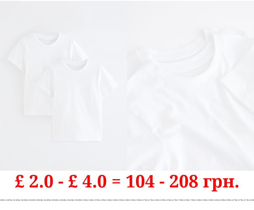 White Crew Neck School T-Shirt 2 Pack
