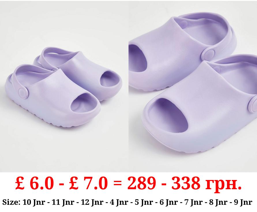 Lilac Chunky Matte Slider Sandals