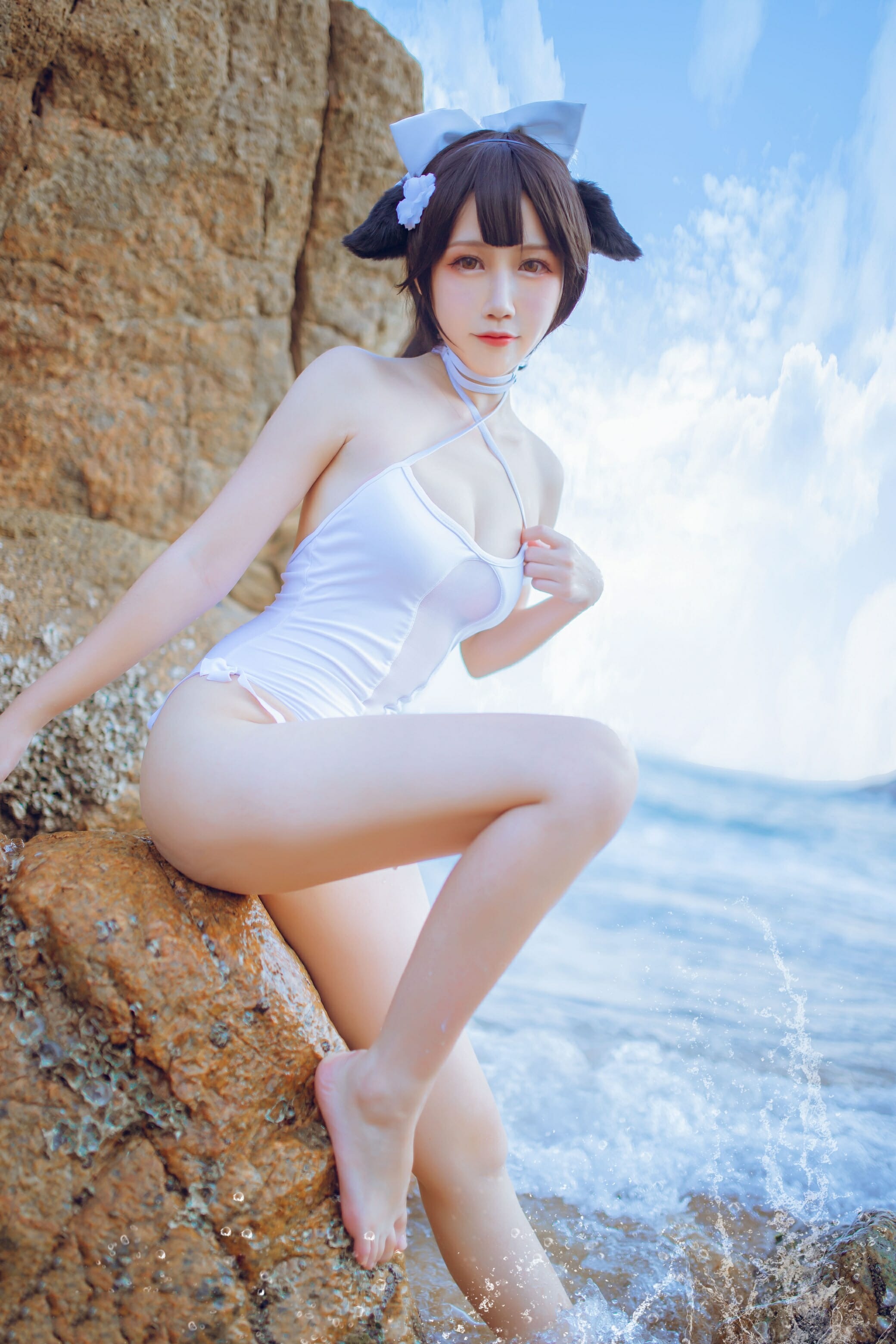 抖娘利世-碧蓝航线高雄 爱宕泳装[41P] 3