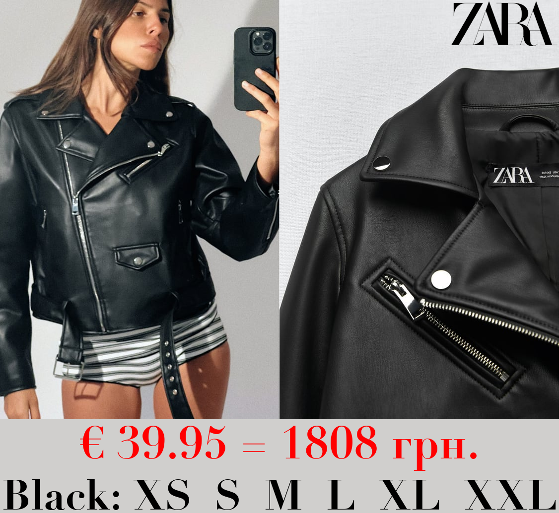 FAUX LEATHER BIKER JACKET