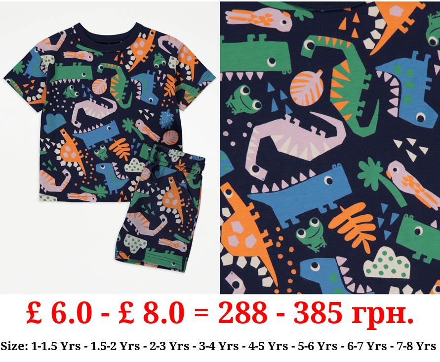 Navy Dinosaur T-Shirt and Shorts Outfit