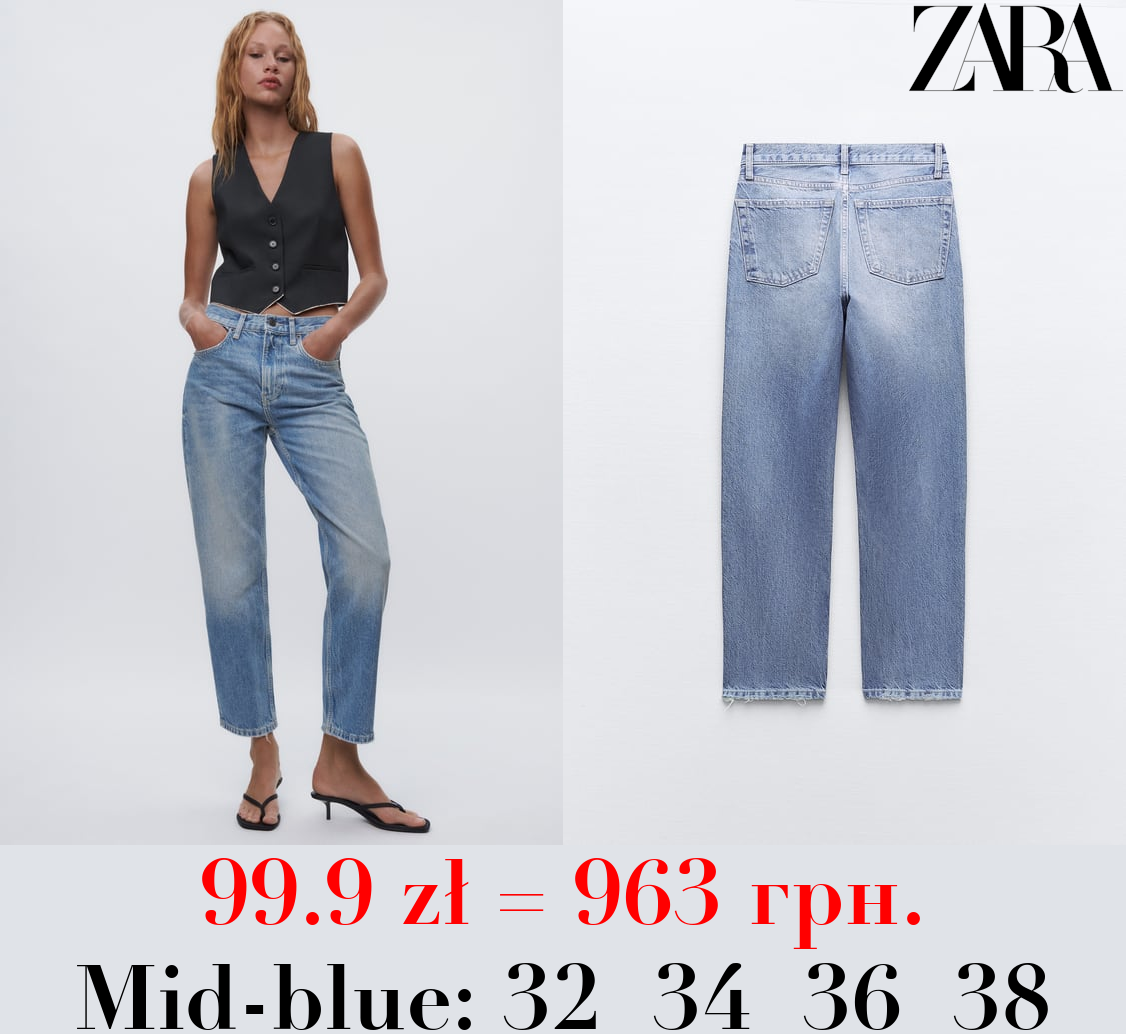 ZW STRAIGHT-LEG MID-RISE CROPPED JEANS