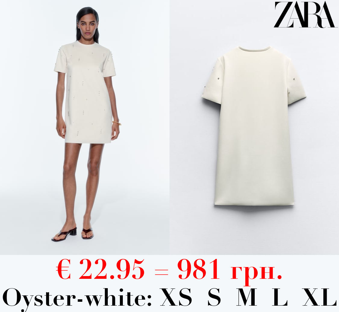 FAUX SUEDE DRESS WITH RHINESTONES