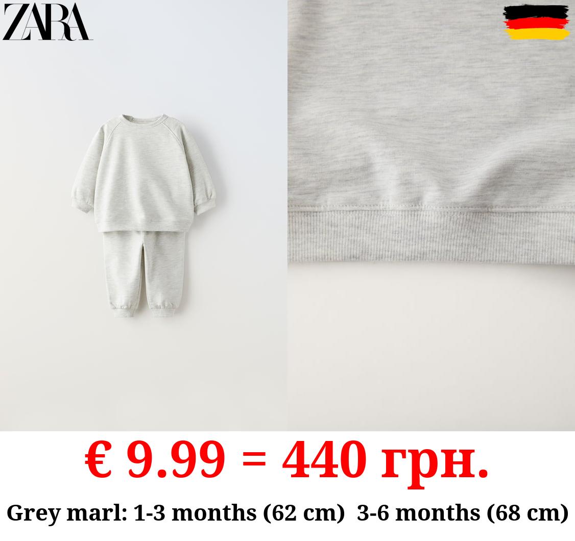 PLAIN PLUSH SWEATSHIRT AND TROUSERS CO-ORD