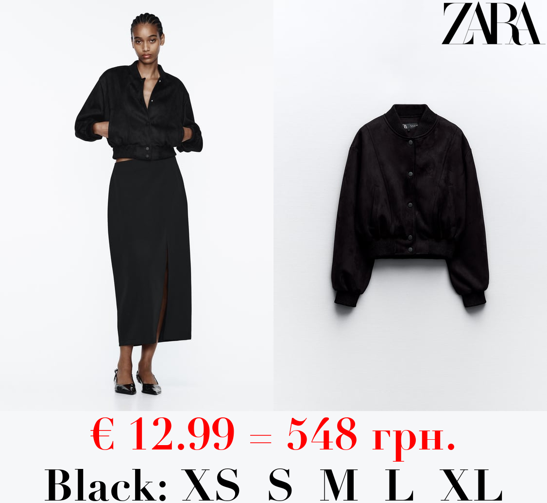 FAUX SUEDE BOMBER JACKET