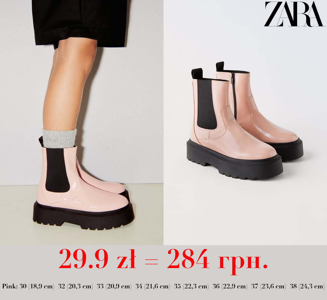 FAUX PATENT CHELSEA BOOTS