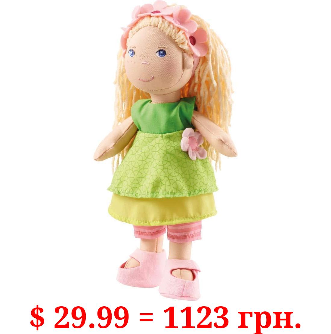HABA Mali 12" Soft Doll with Blonde Hair, Blue Eyes and Embroidered Face for Ages 18 Months and Up