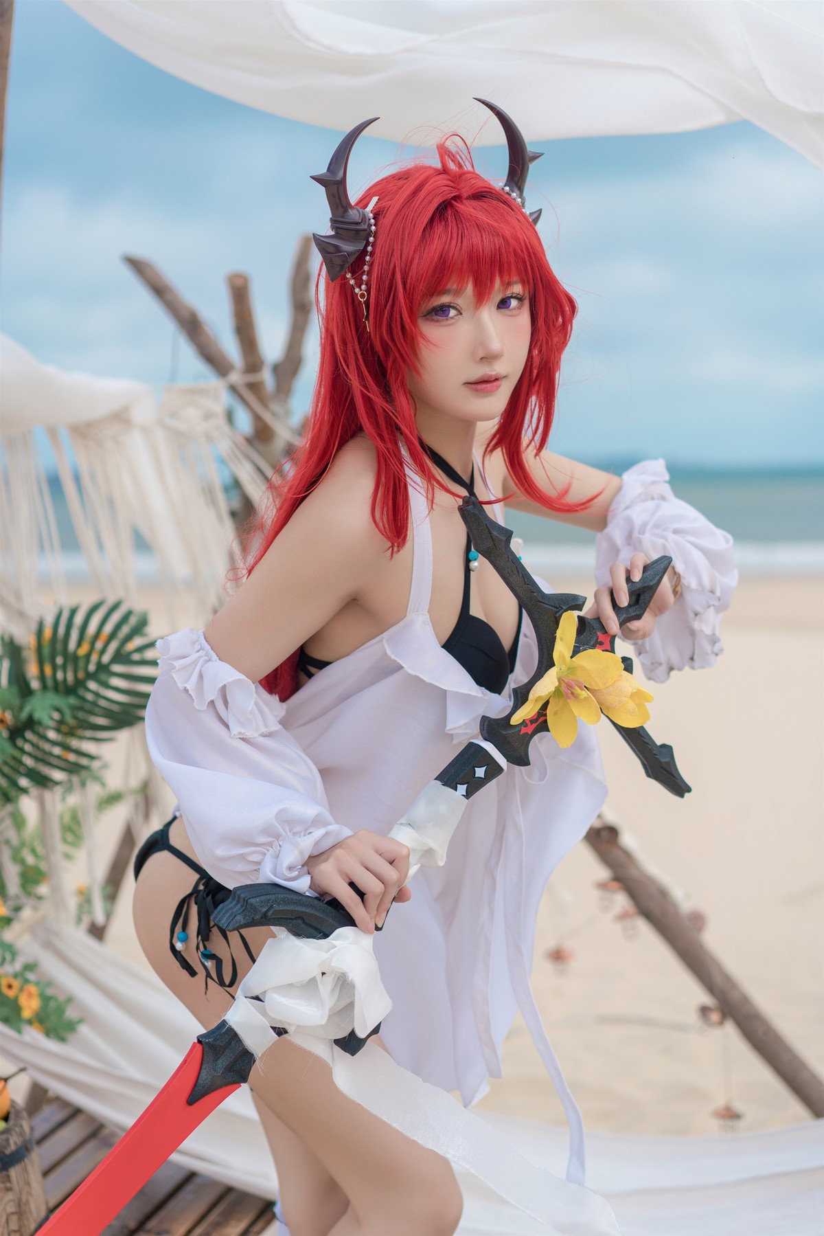 Cosplay 阿包也是兔娘 明日方舟 史尔特尔泳装 6