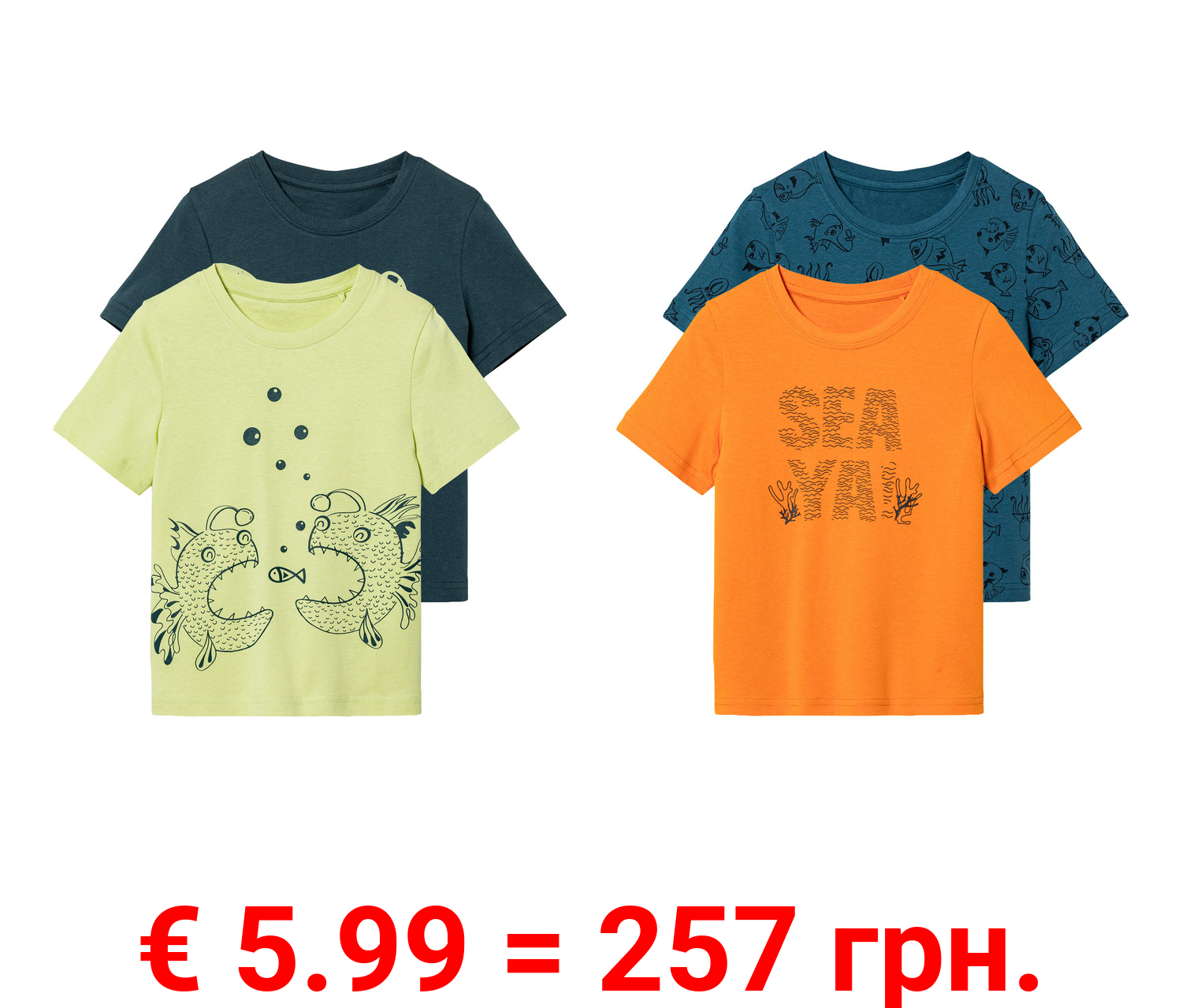 lupilu® Kleinkinder T-Shirts, 2 Stück, reine Baumwolle
