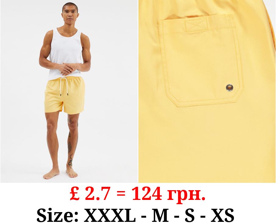 Yellow Plain Swim Shorts