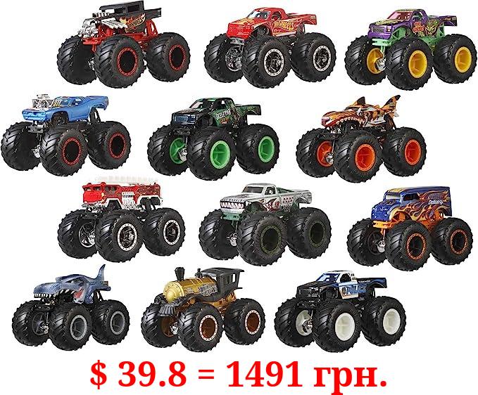 Hot Wheels Monster Trucks, Set of 12 1:64 Scale Die-Cast Toy Trucks for Kids and Collectors, Styles May Vary [Amazon Exclusive]