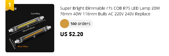 Super Bright Dimmable r7s COB R7S LED Lamp 20W 78mm 40W 118mm Bulb AC 220V 240V Replace Halogen Light lampada led glass tube R7S
