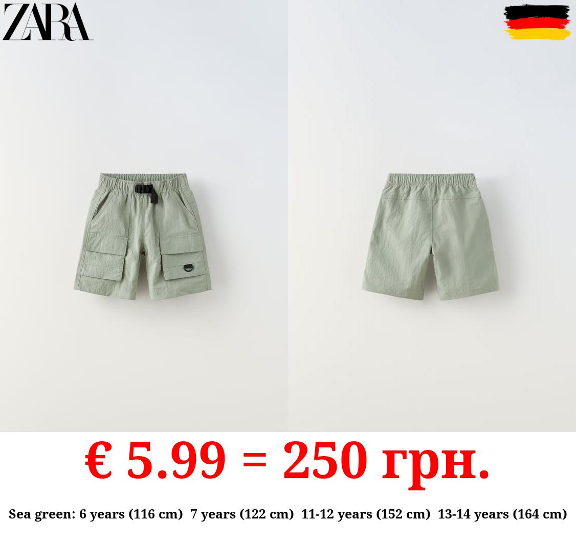 NYLON CARGO BERMUDA SHORTS