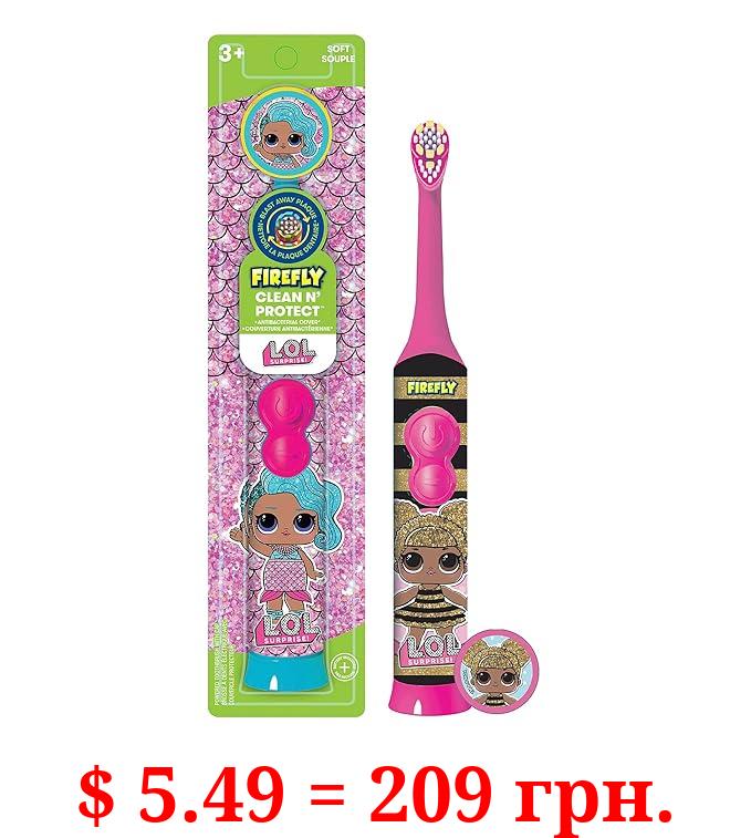 FIREFLY Clean N' Protect, L.O.L. Surprise! Toothbrush with hygienic Character Cover, Soft Bristles, Anti-Slip Grip Handle, Battery Included, Ages 3+, 1 Count