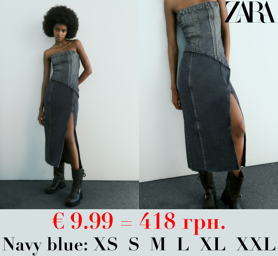 TRF STRAPLESS DENIM DRESS