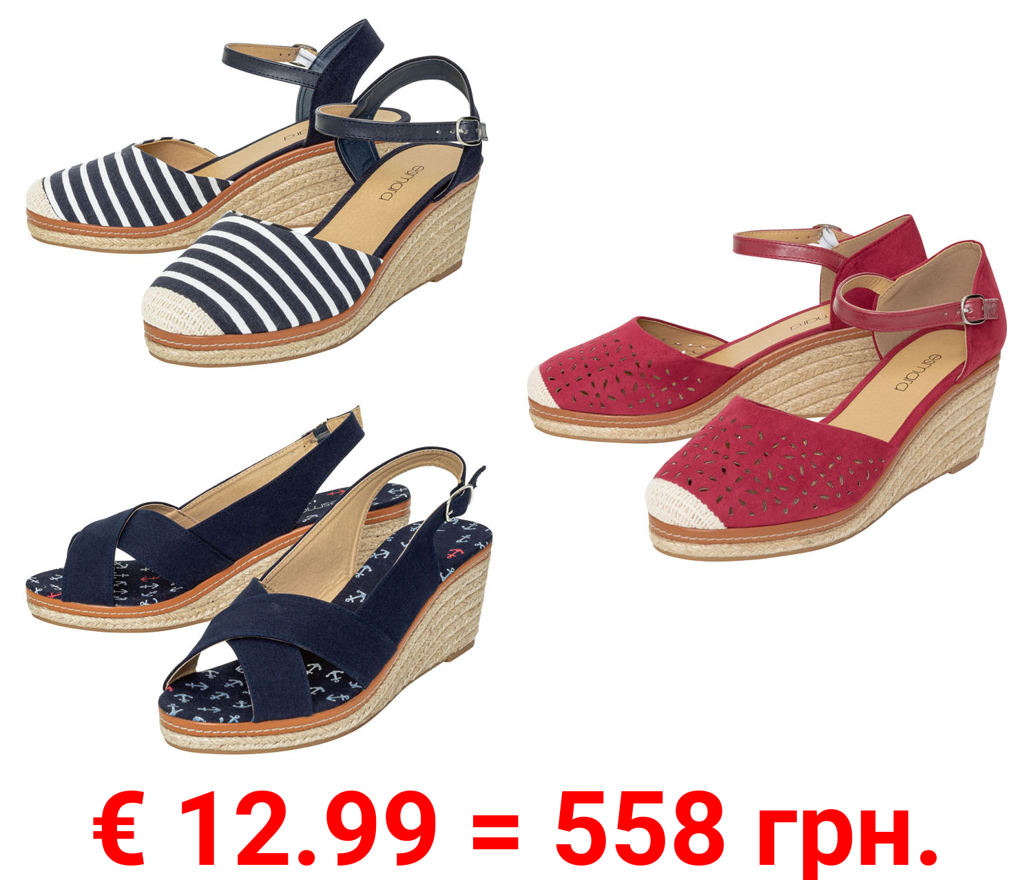 esmara® Damen Keilsandale, im sommerlichen Bast-Look