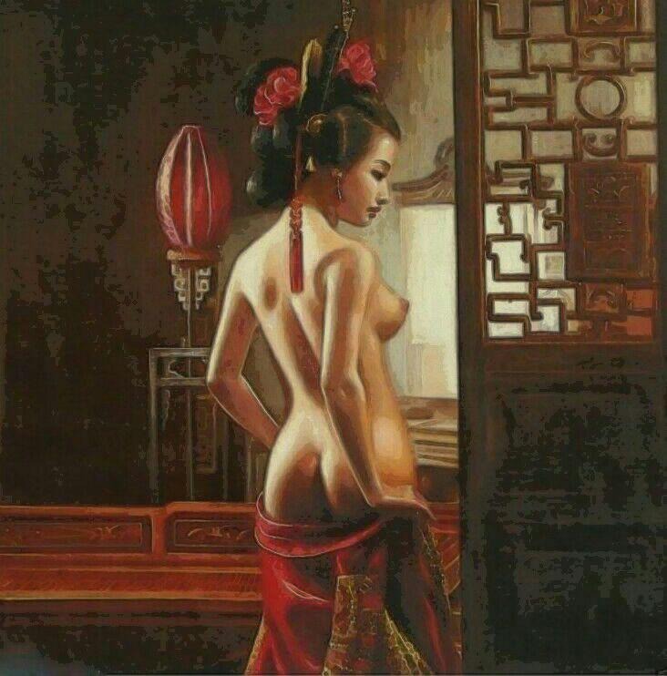 China nude woman painting by handmade Ragdoll-rozbel.com