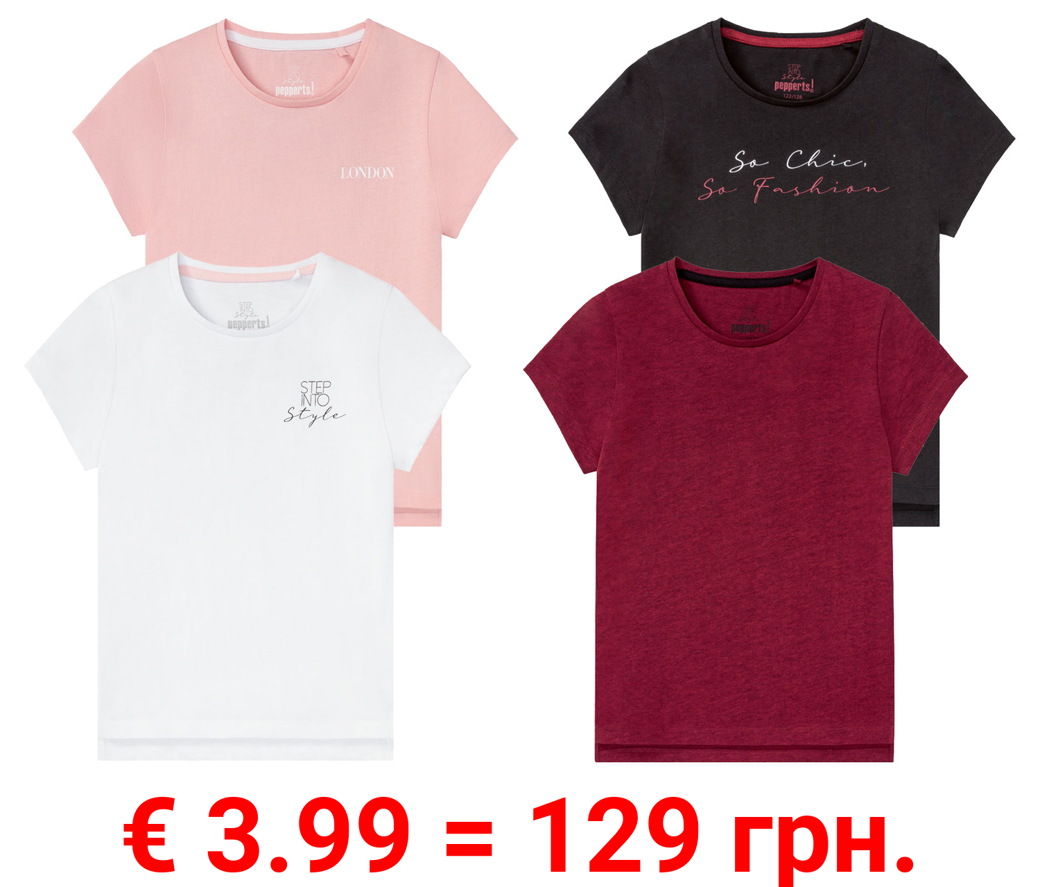 PEPPERTS® Mädchen T-Shirts, 2 Stück, mit seitlichem Schlitz