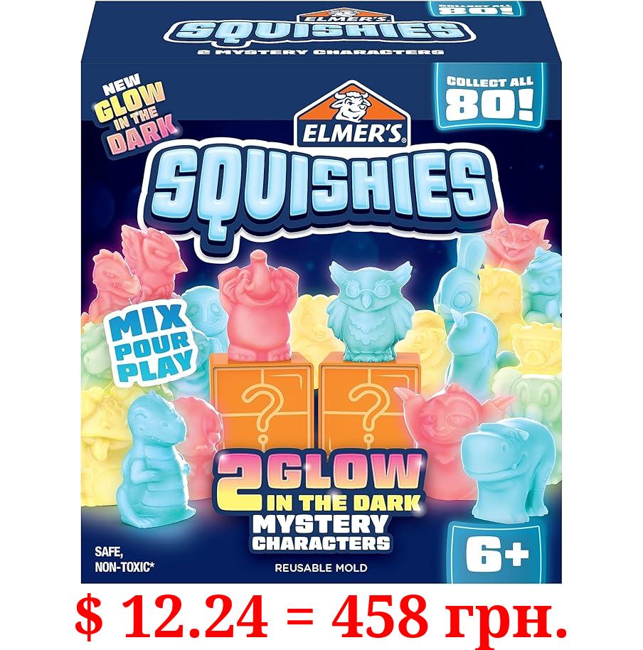 Elmer’s Squishies Kids’ Activity Kit, DIY Glow in The Dark Squishy Toy Kit Creates 2 Mystery Characters, 13 Piece Kit