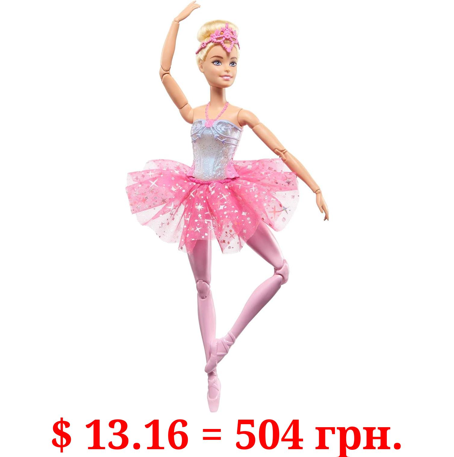 Barbie Dreamtopia Twinkle Lights Ballerina Doll with Blonde Hair & Light-Up Feature Wearing Royal Headband & Pink Tutu