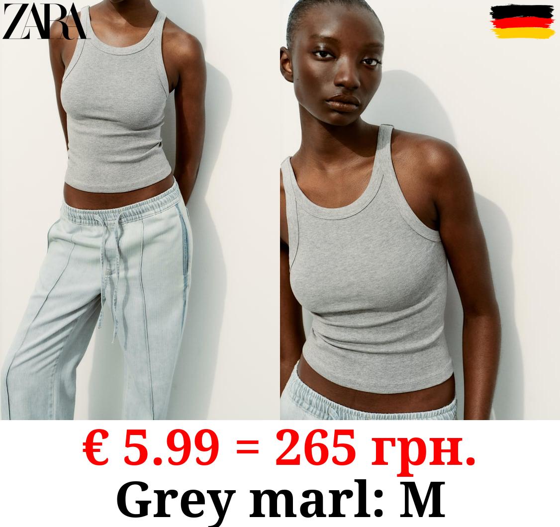 RIBBED HALTER CROP TOP