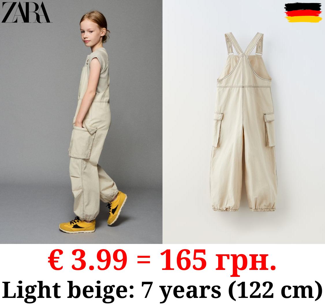 PARACHUTE DUNGAREES WITH CONTRASTING TOPSTITCHING
