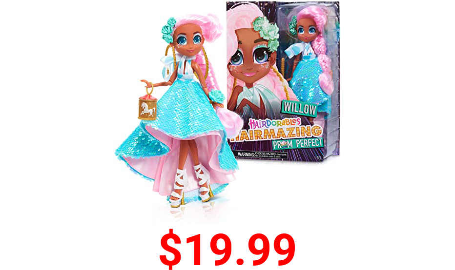 Hairdorables Hairmazing Prom Perfect Fashion Dolls, Willow, Pink and Green Hair, by Just Play