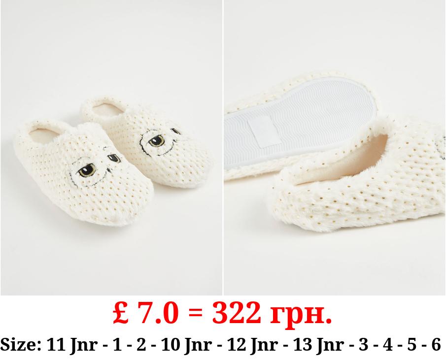 Harry Potter Cream Hedwig Mule Slippers