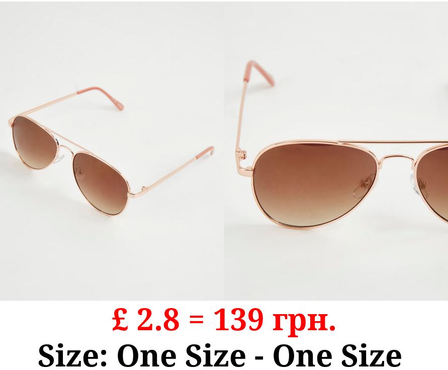 Rose Gold Aviator Sunglasses