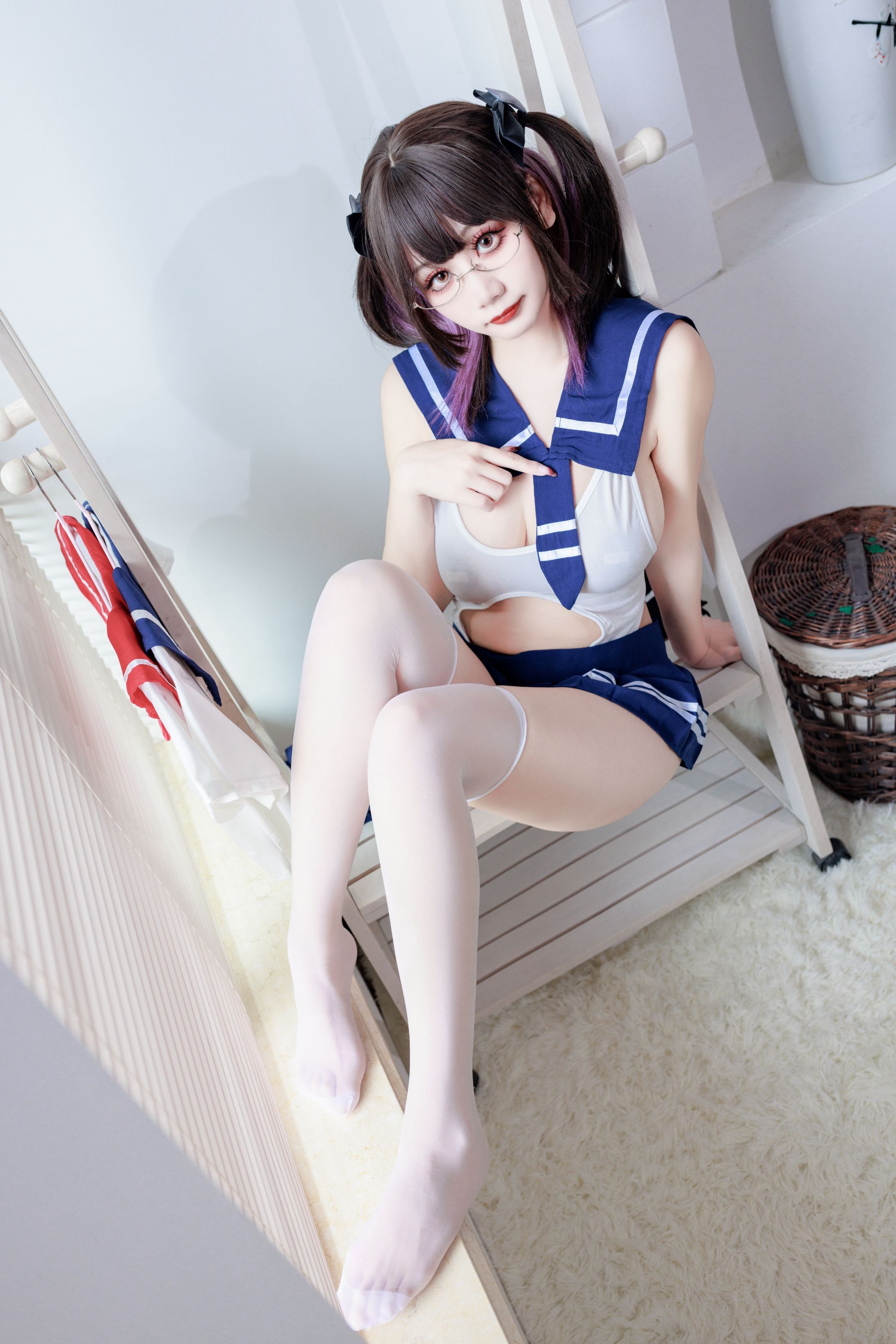 阿雪雪 连体水手服95P 4