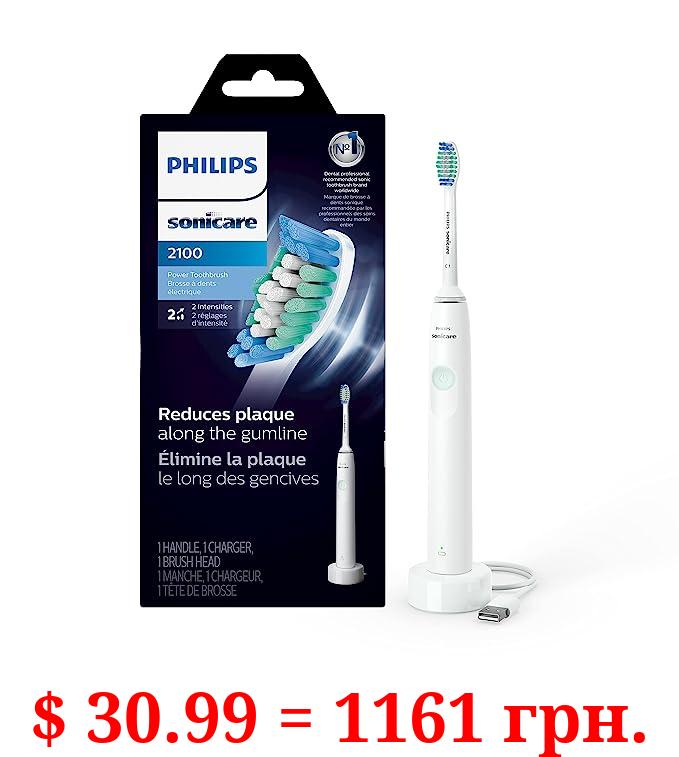PHILIPS Sonicare 2100 Power Toothbrush, Rechargeable Electric Toothbrush, White Mint, HX3661/04