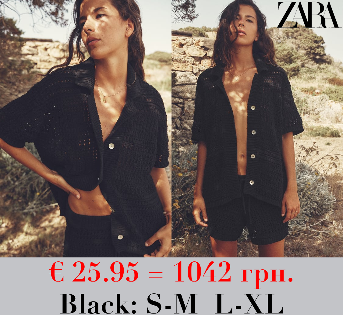 POINTELLE KNIT OVERSIZE POLO SWEATER