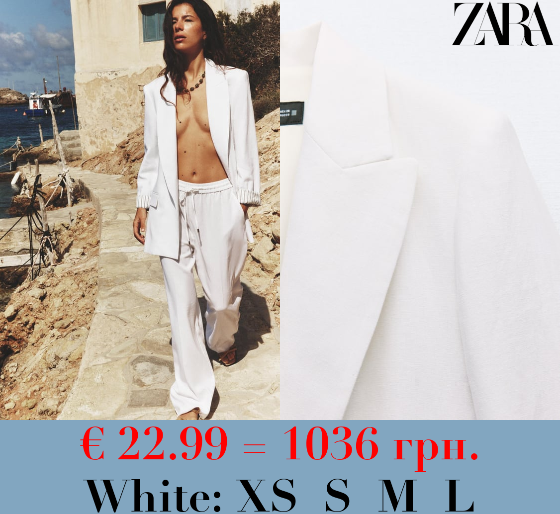 LINEN BLEND OPEN BLAZER