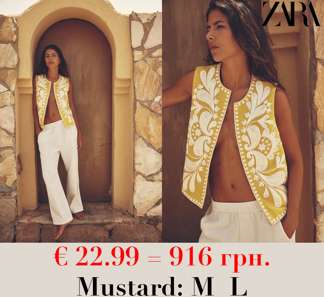 WAISTCOAT WITH CONTRAST EMBROIDERY