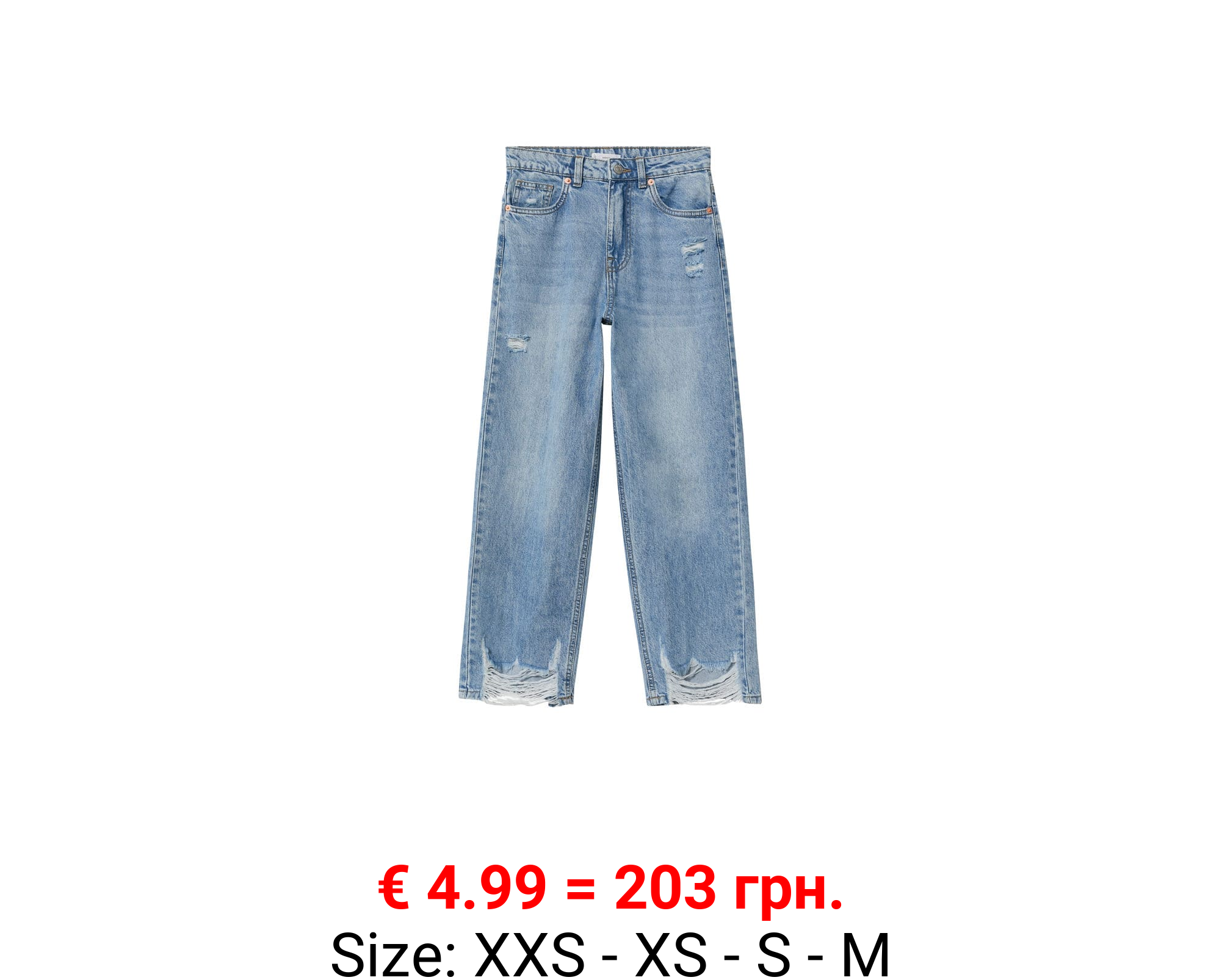 Jeans rectos bajo deshilachado