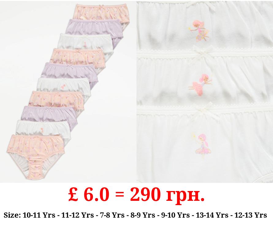 Ballerina Print Briefs 10 Pack