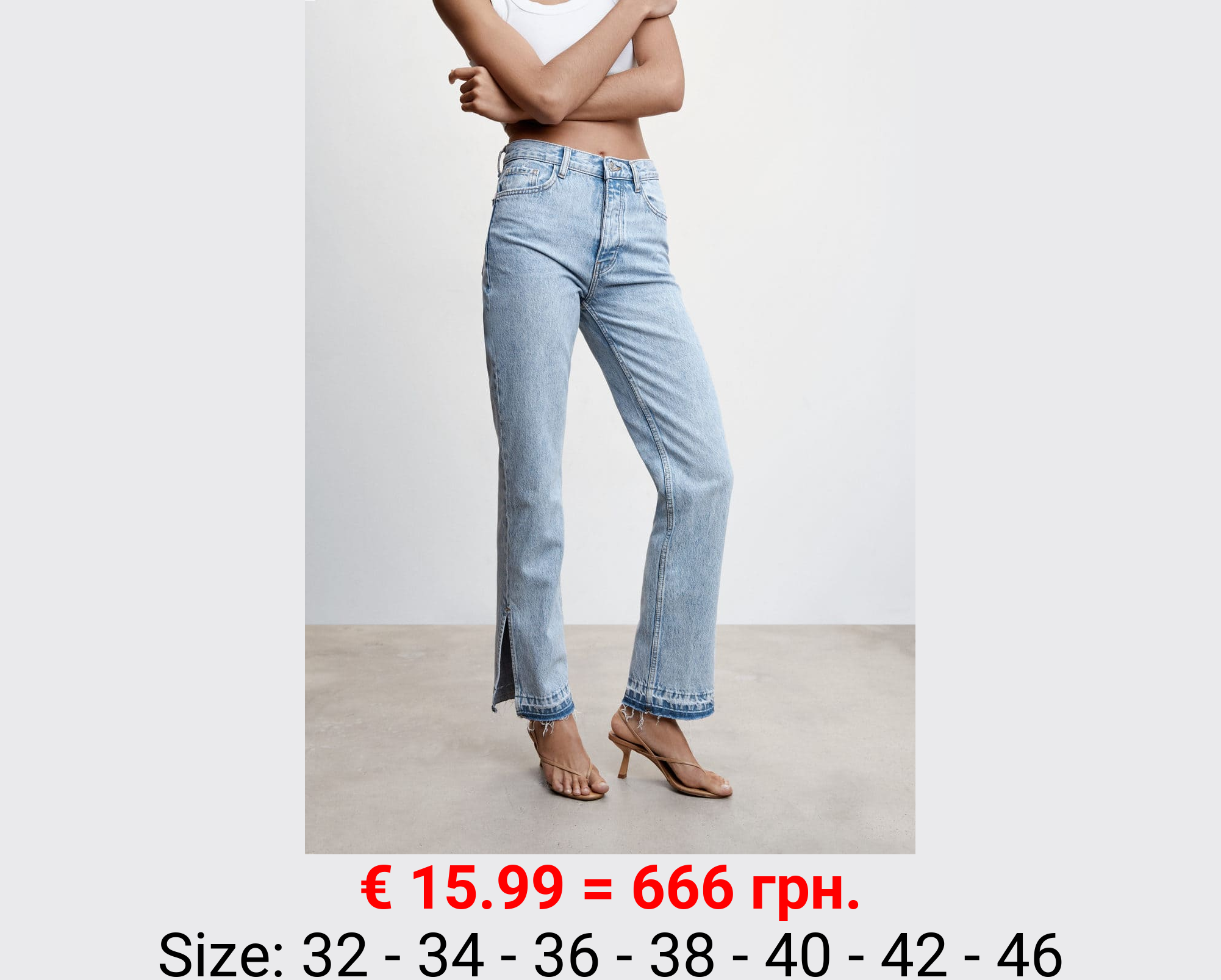 Jeans rectos tiro alto aberturas