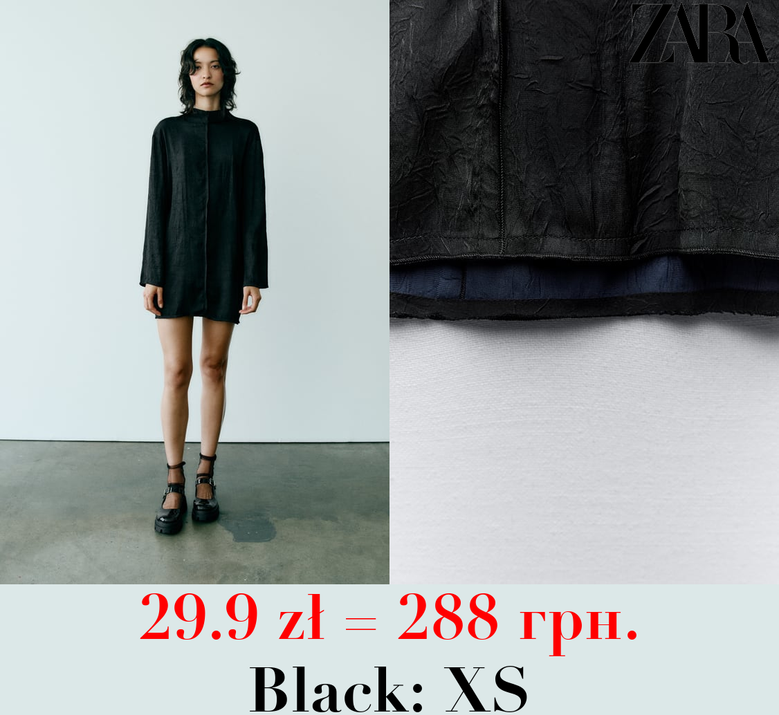 CREASED SATIN SHORT DRESS