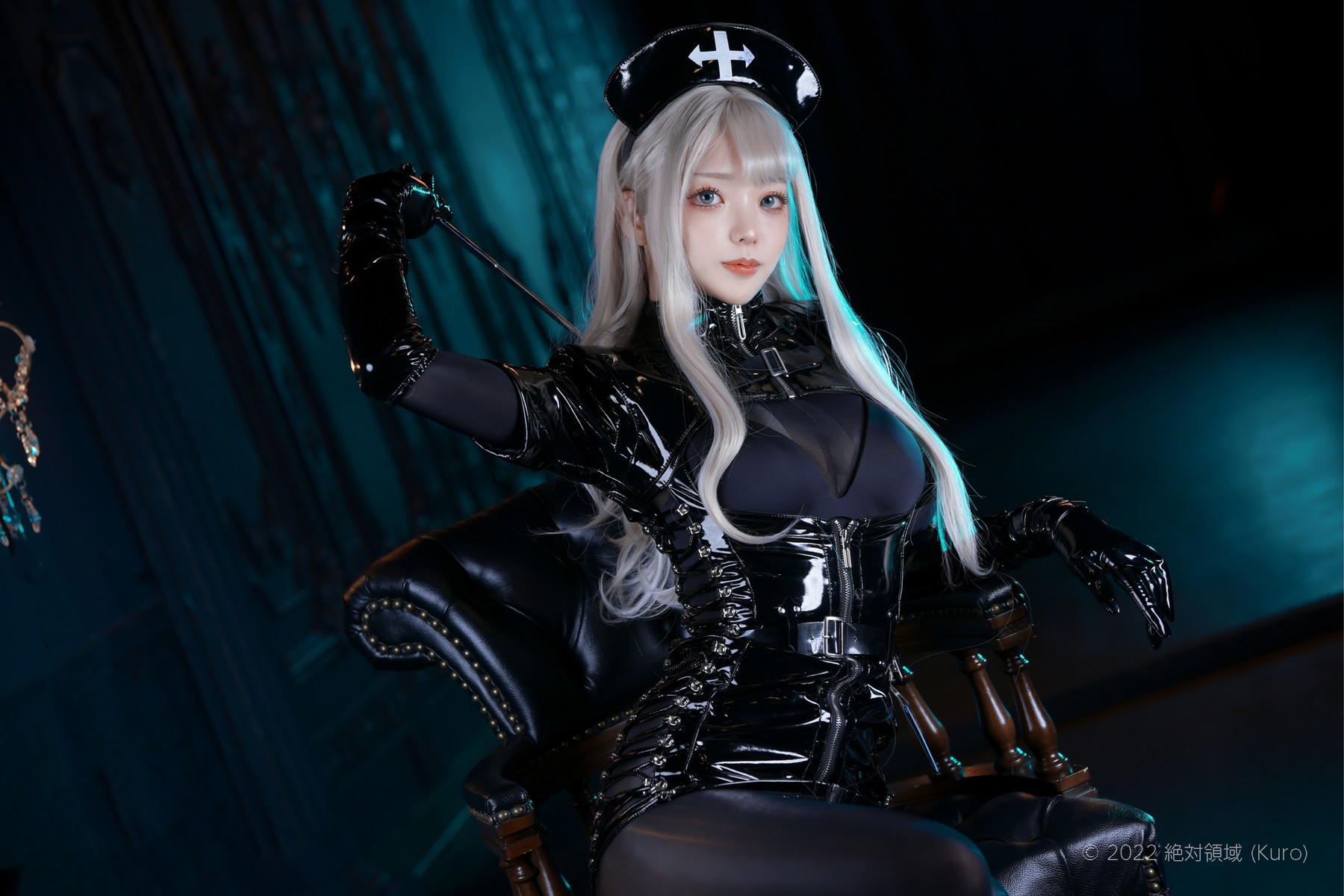Cosplay ZettaiRyouiki Kuro くろ Black Enamel Nurse Set.01 63
